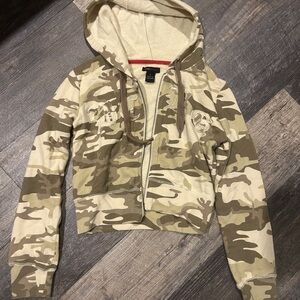 BCBG Camouflage Zip-Up Hoodie Jacket
